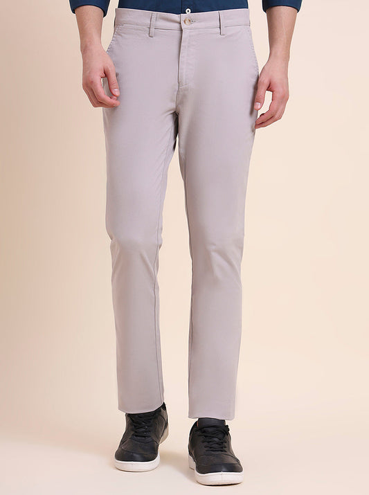 Steel Grey Solid Super Slim Fit Casual Trouser | Greenfibre