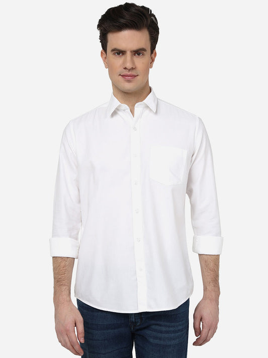 White Solid Smart Fit Semi Casual Shirt | Greenfibre