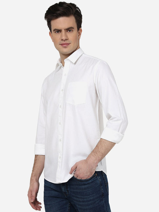 White Solid Smart Fit Semi Casual Shirt | Greenfibre