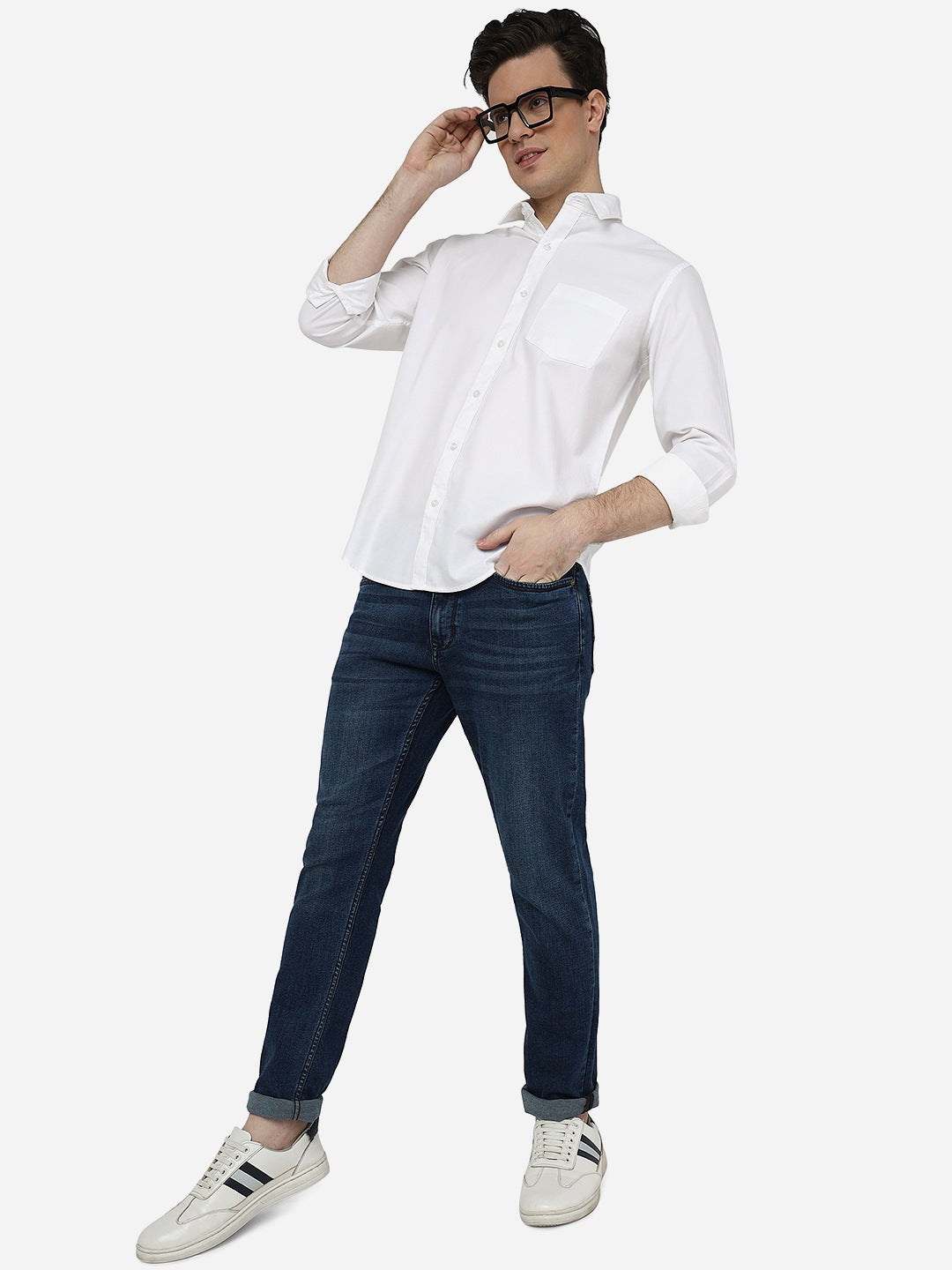 White Solid Smart Fit Semi Casual Shirt | Greenfibre