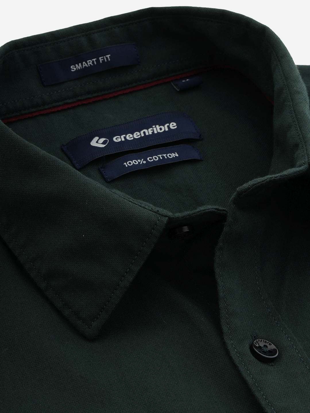 Bottle Green Solid Smart Fit Semi Casual Shirt | Greenfibre