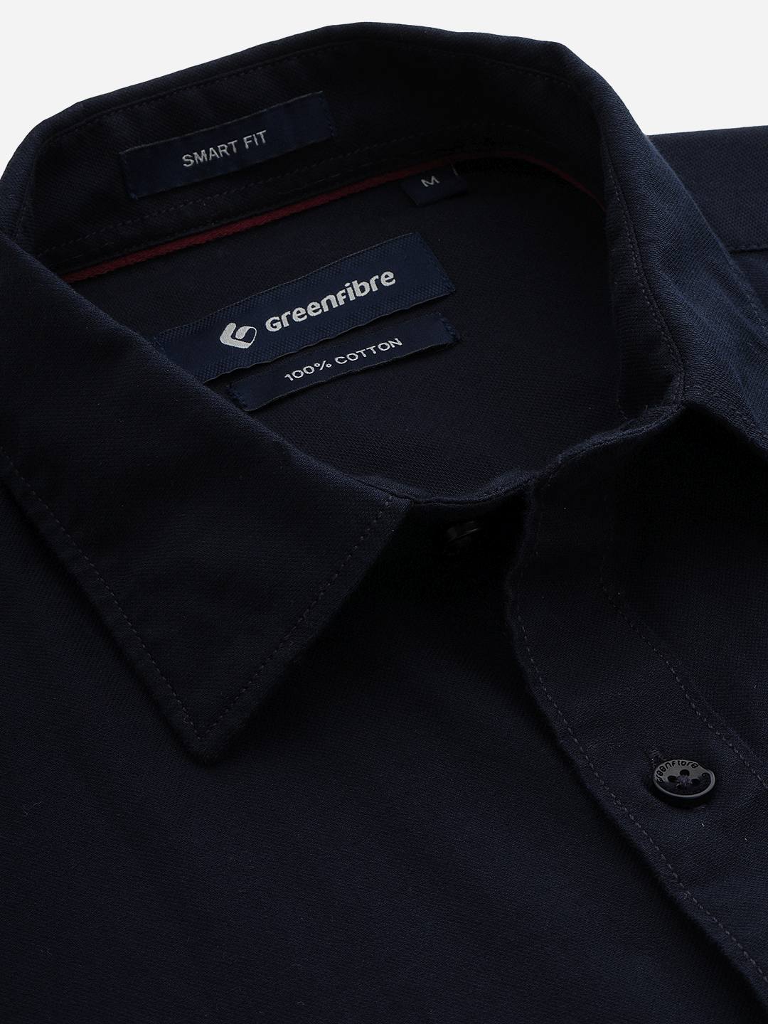 Navy Blue Solid Smart Fit Semi Casual Shirt | Greenfibre