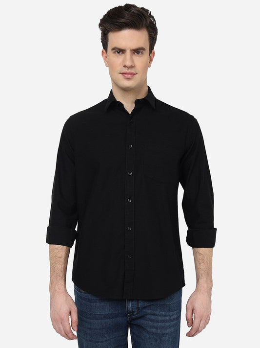 Black Solid Smart Fit Semi Casual Shirt | Greenfibre