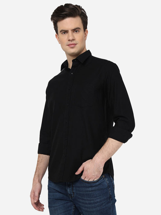 Black Solid Smart Fit Semi Casual Shirt | Greenfibre