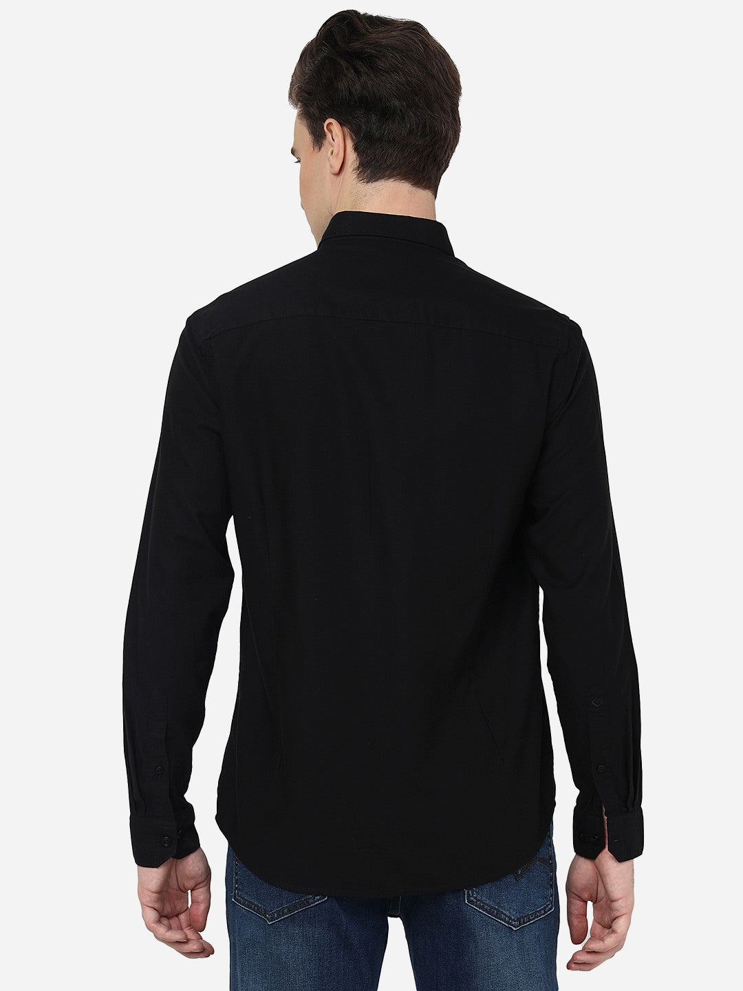 Black Solid Smart Fit Semi Casual Shirt | Greenfibre