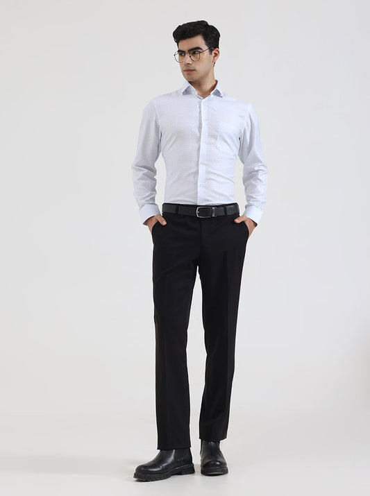 Sky Blue & White Solid Slim Fit Formal Shirt | Greenfibre