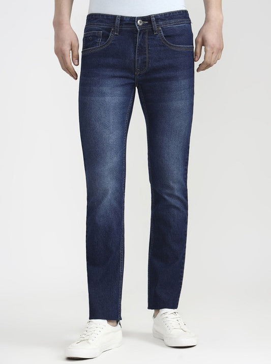 Mid Denim Blue Washed Narrow Fit Jeans | Greenfibre