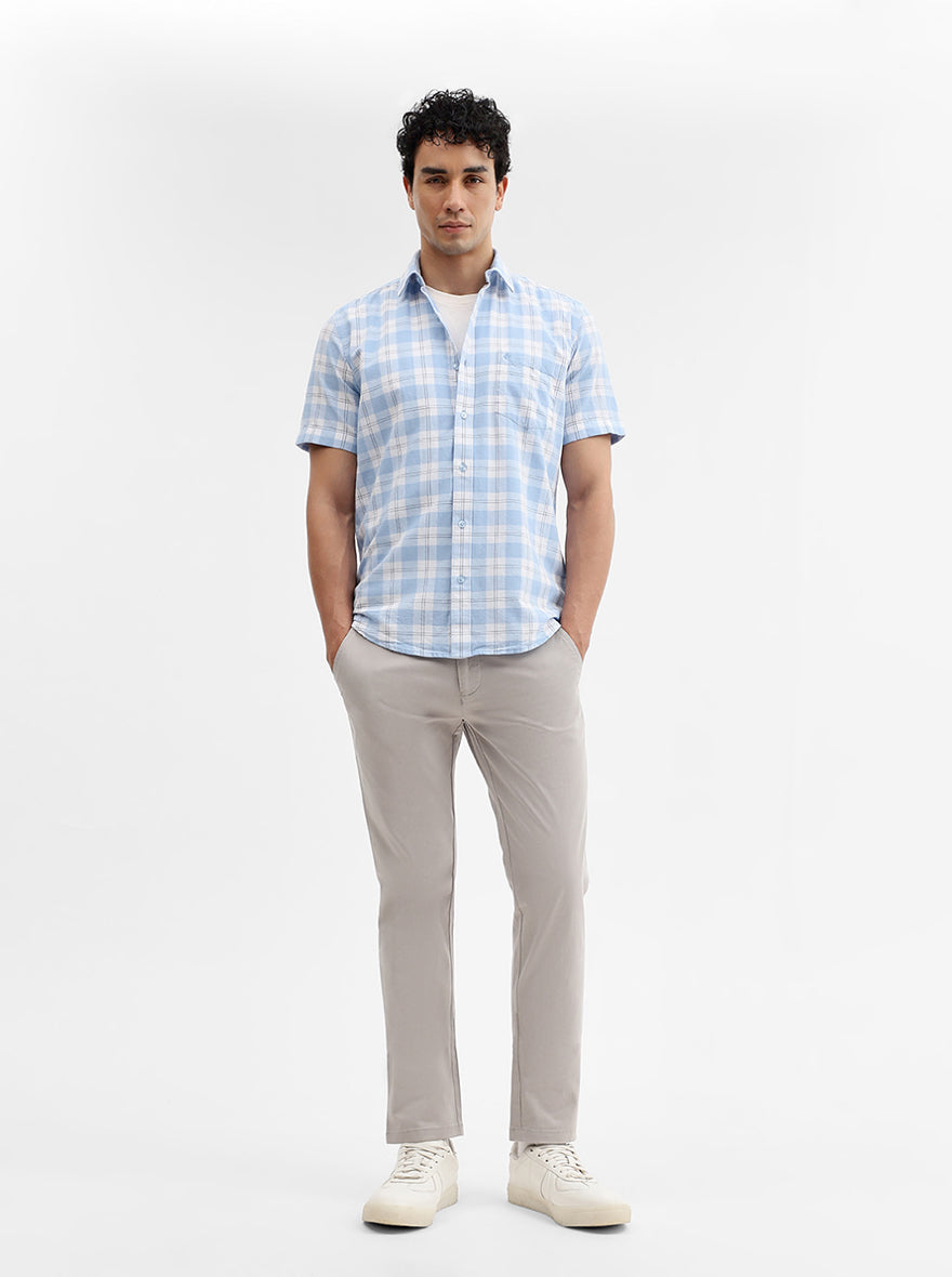 Blue Checked Smart Fit Semi Casual Shirt | Greenfibre