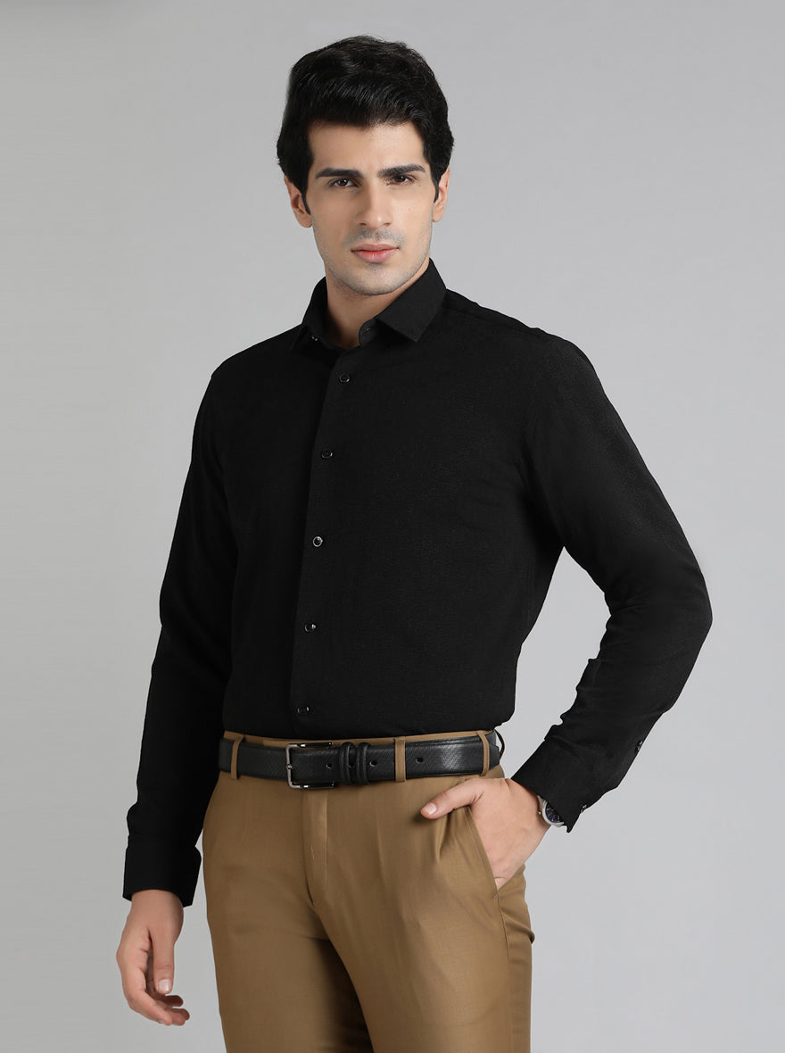 Black Solid Slim Fit Party Wear Shirt | Greenfibre