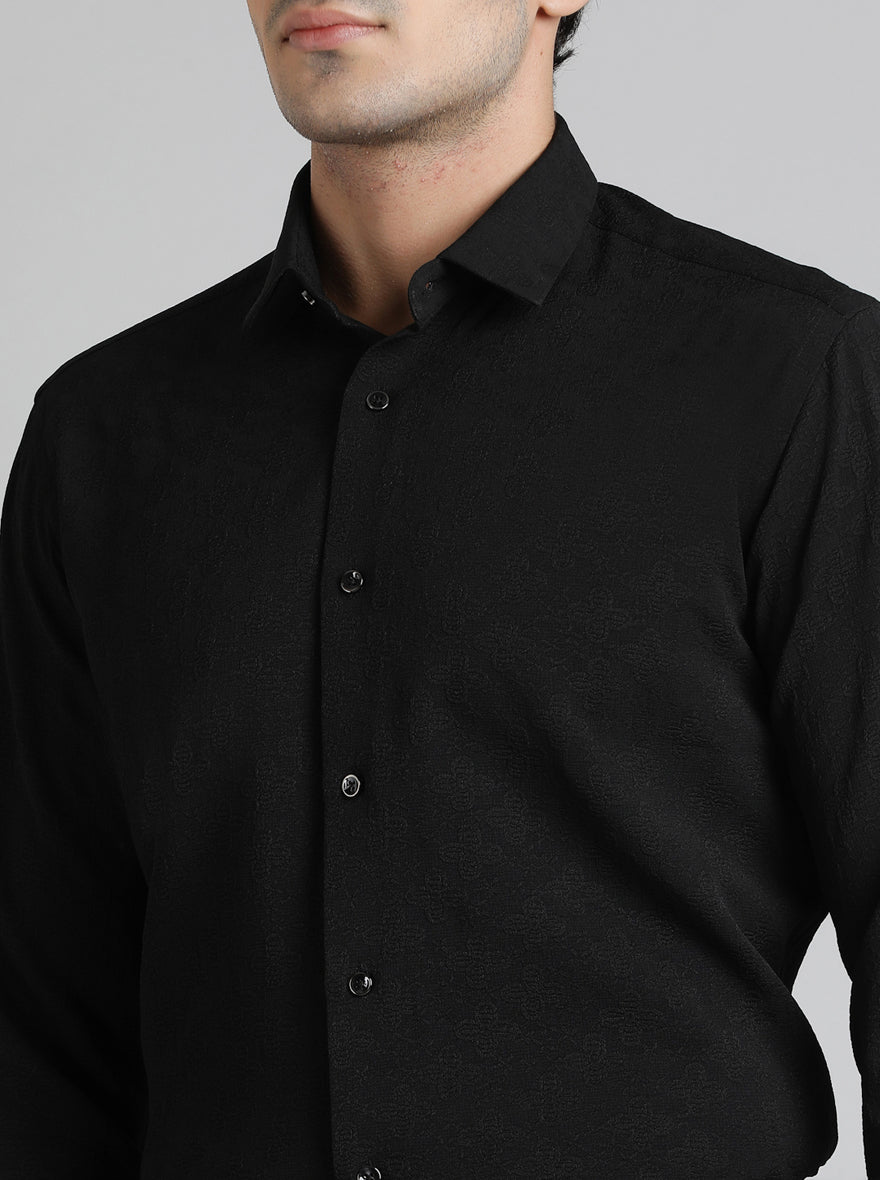 Black Solid Slim Fit Party Wear Shirt | Greenfibre