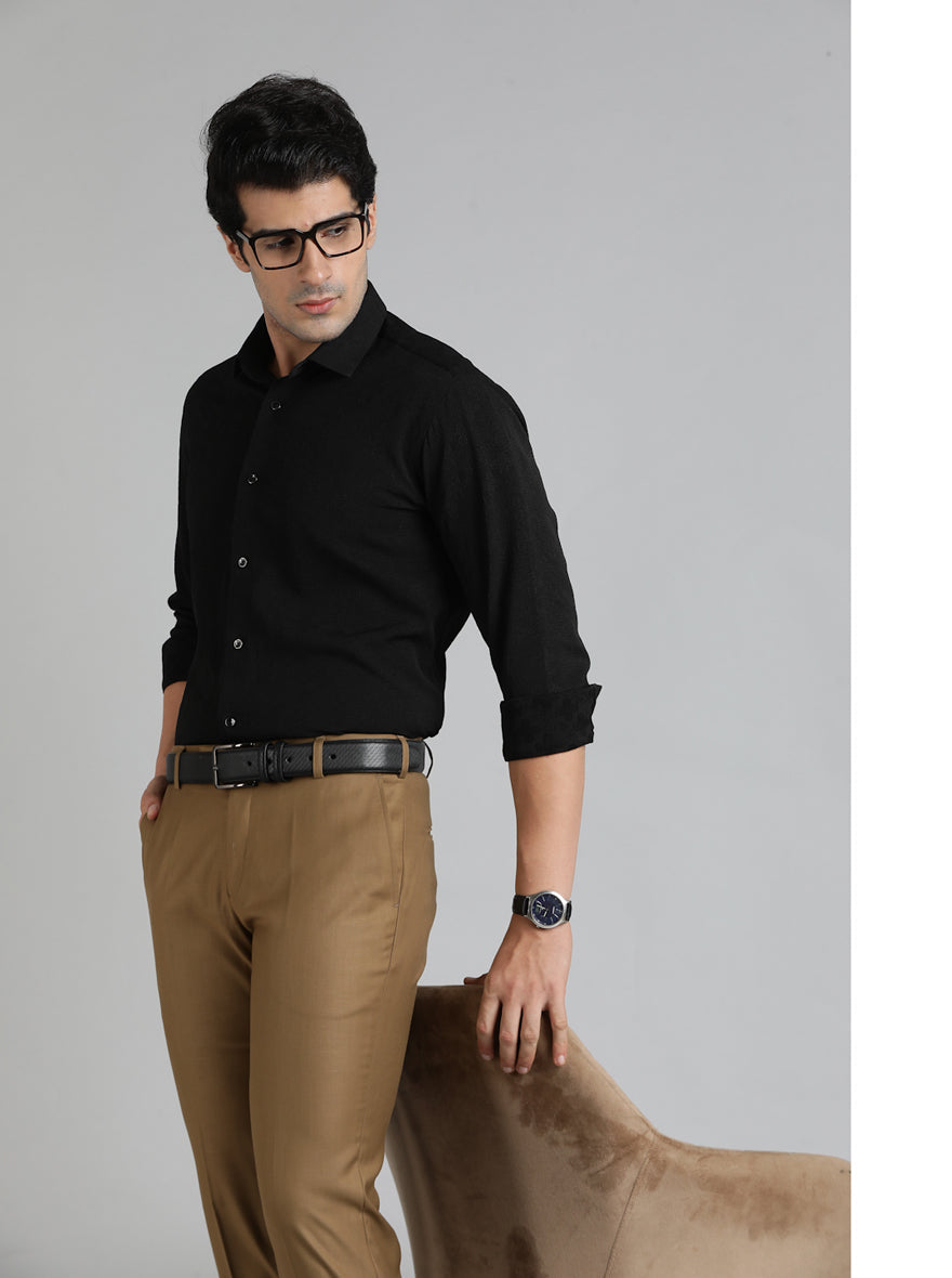 Black Solid Slim Fit Party Wear Shirt | Greenfibre