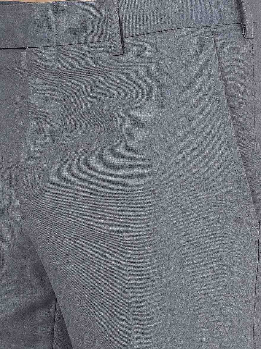 Dark Grey Solid Slim Fit Formal Trouser | Greenfibre