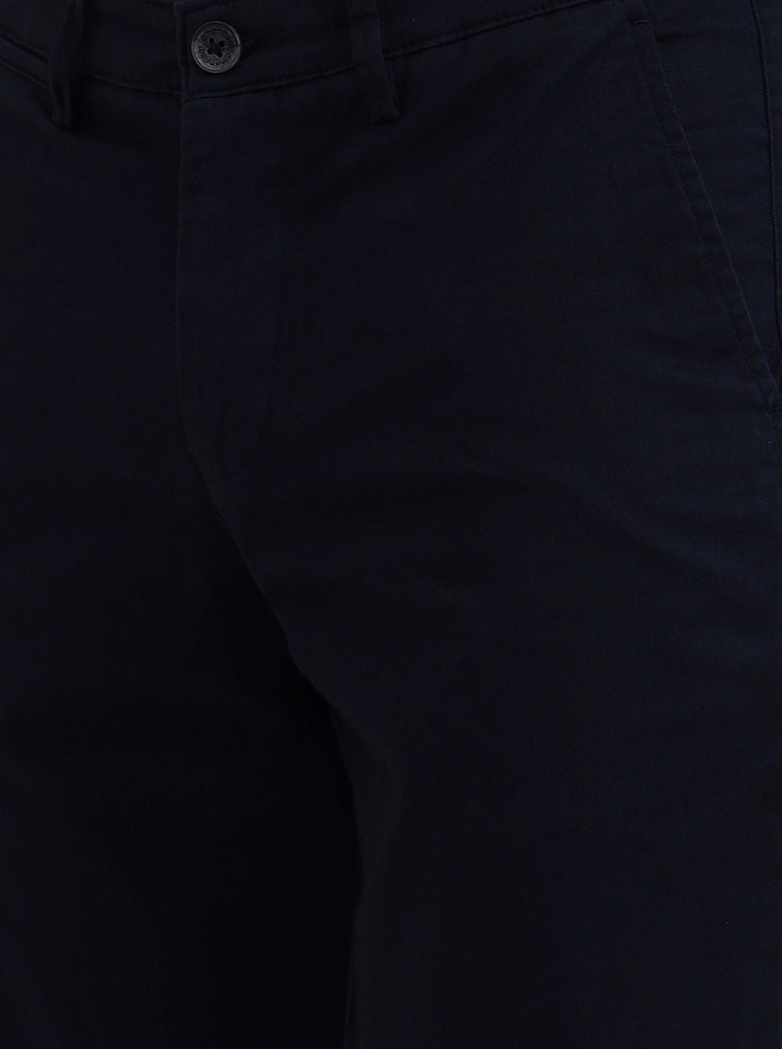 Navy Blue Solid Neo Fit Casual Trouser | Greenfibre