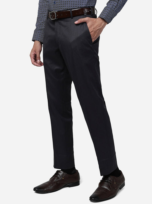 Dark Grey Solid Super Slim fit Formal Trouser | Greenfibre