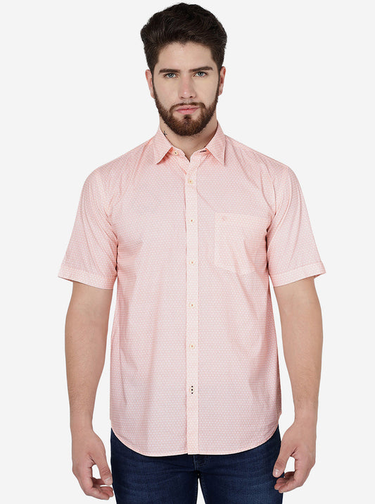 Orange Printed Smart Fit Semi Casual Shirt | Greenfibre