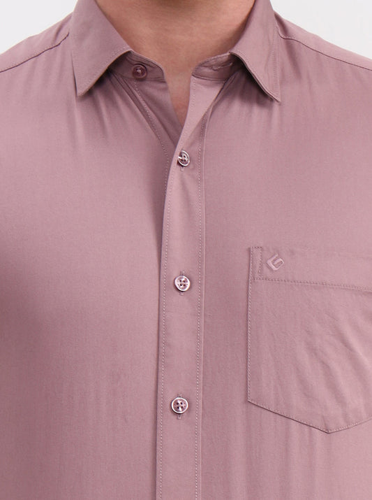 Peach Solid Smart Fit Semi Casual Shirt | Greenfibre