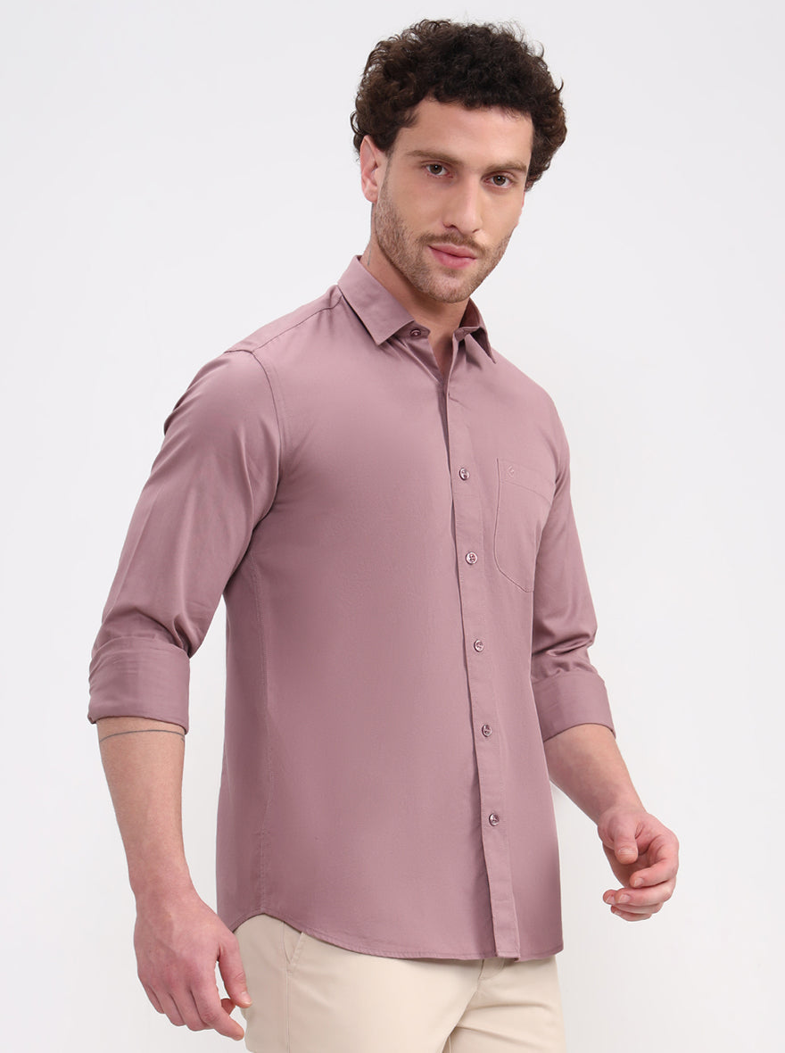 Peach Solid Smart Fit Semi Casual Shirt | Greenfibre