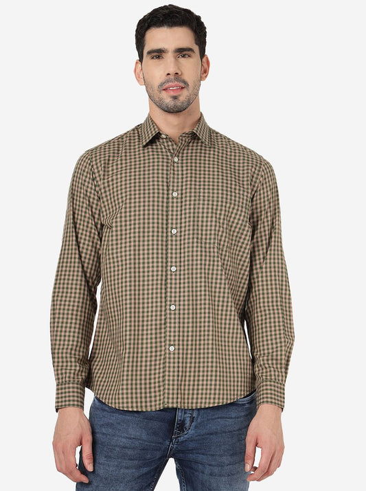 Green Checked Smart Fit Semi Casual Shirt | Greenfibre