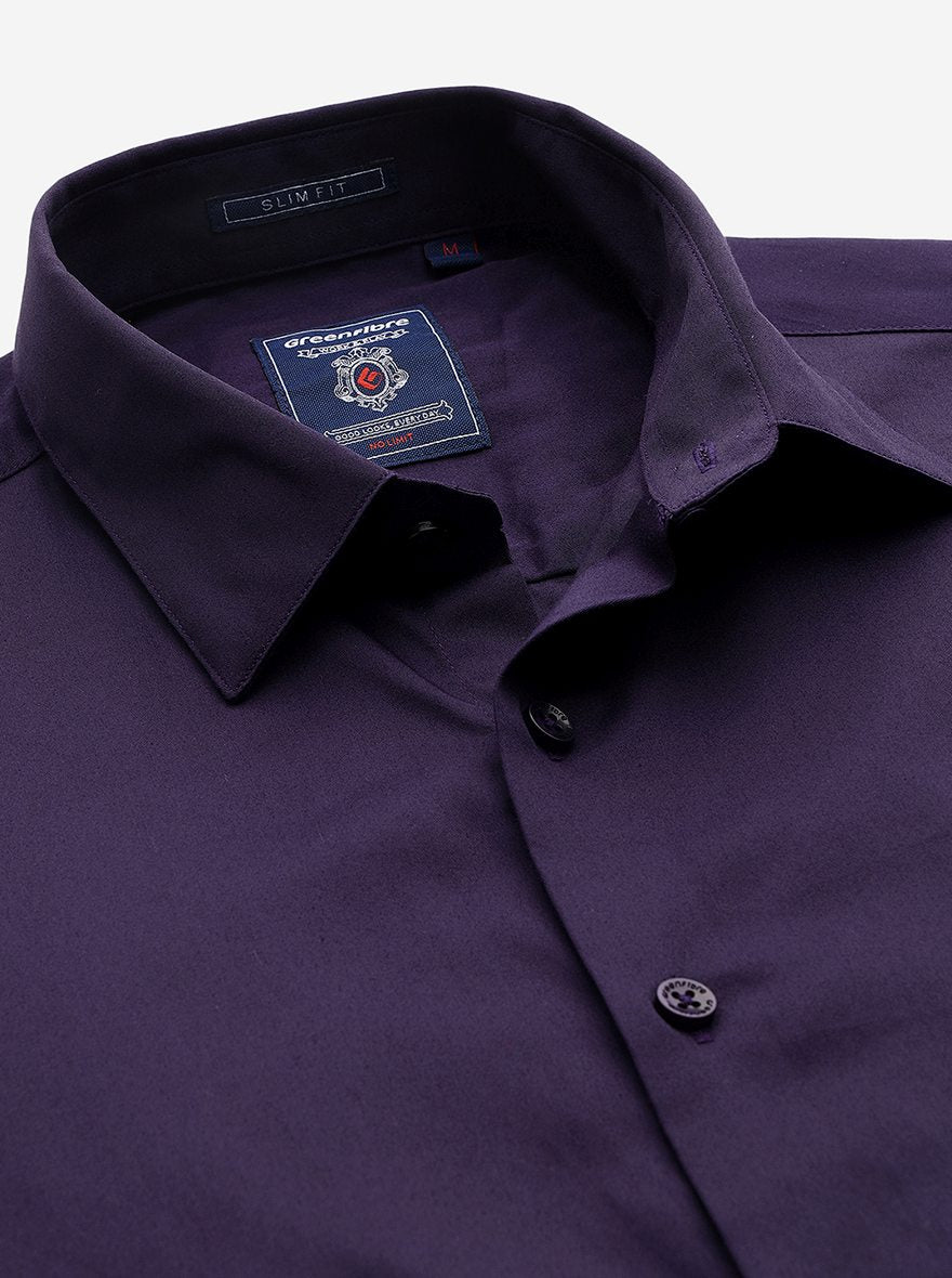 Mulberry Purple Solid Slim Fit Casual Shirt | Greenfibre