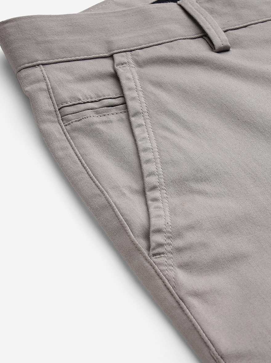 Light Grey Solid Super Slim Fit Casual Trouser | Greenfibre