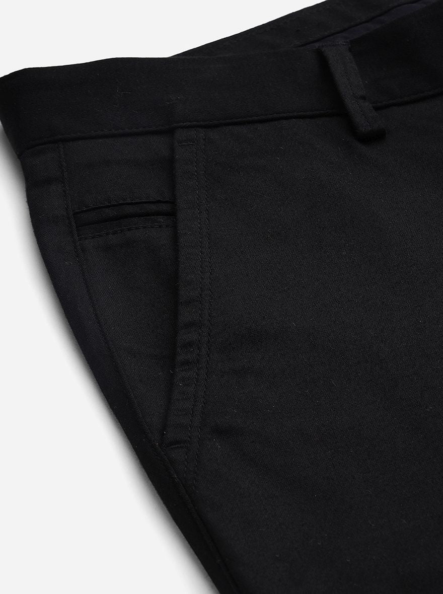 Black Solid Super Slim Fit Casual Trouser | Greenfibre