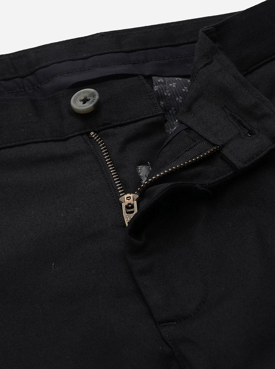 Black Solid Super Slim Fit Casual Trouser | Greenfibre