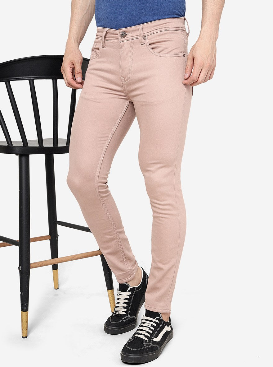 Garnet Pink Solid Urban Fit Jeans | Greenfibre