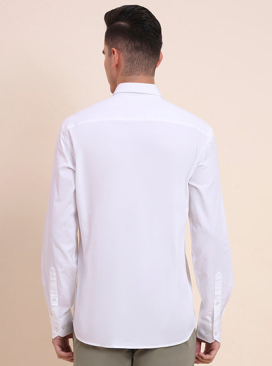 White Solid Smart Fit Semi Casual Shirt | Greenfibre