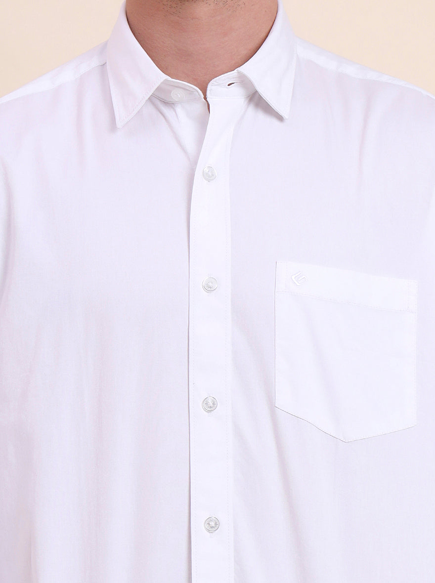 White Solid Smart Fit Semi Casual Shirt | Greenfibre