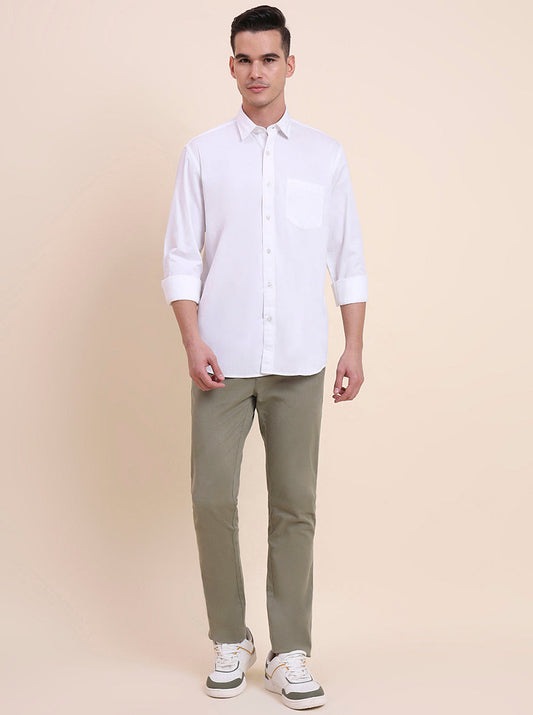 White Solid Smart Fit Semi Casual Shirt | Greenfibre