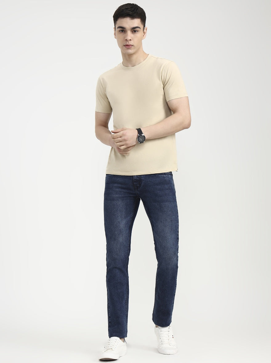 Blue Solid Narrow Fit Jeans | Greenfibre
