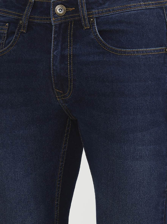 Dark Blue Solid Narrow Fit Jeans | Greenfibre