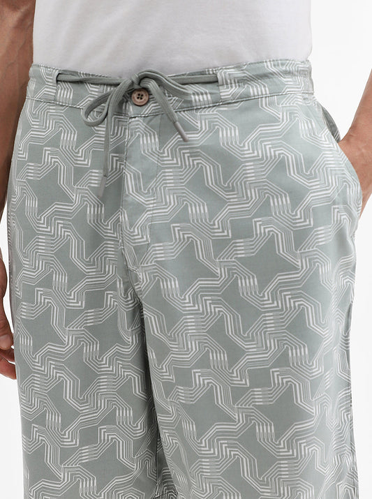 Green Printed Regular Fit Shorts | Greenfibre