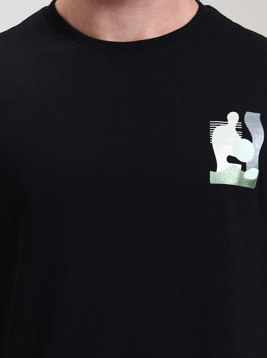 Black Printed Oversize Fit T-Shirt | Greenfibre