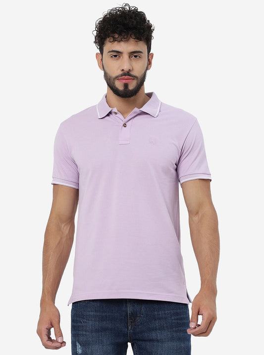 Violet Solid Slim Fit Polo T-Shirt | Greenfibre