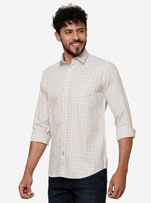 White Checked Smart Fit Semi Casual Shirt | Greenfibre