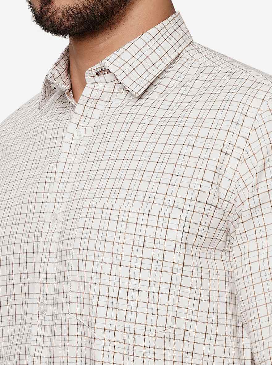 White Checked Smart Fit Semi Casual Shirt | Greenfibre