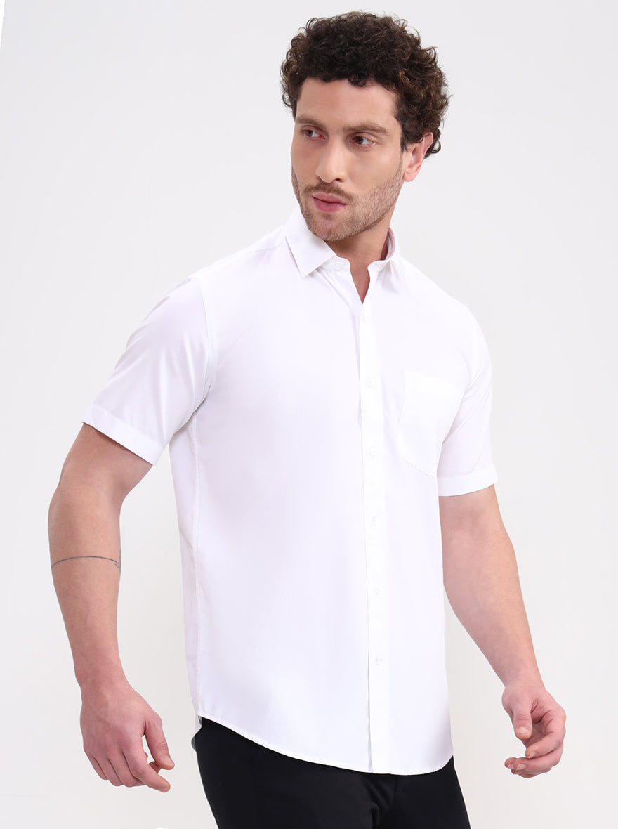 White Solid Smart Fit Semi Casual Shirt | Greenfibre