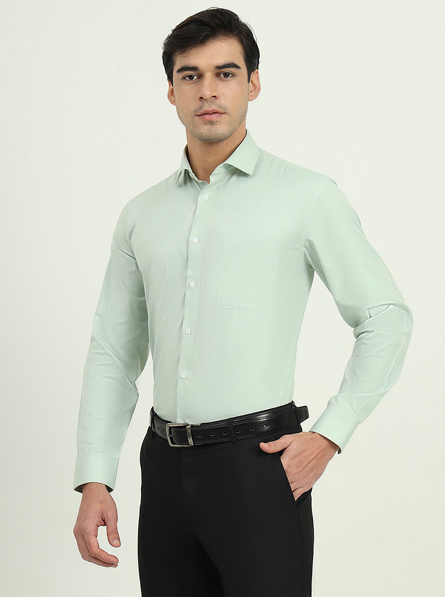 Pista Green Solid Regular Fit Formal Shirt | Greenfire