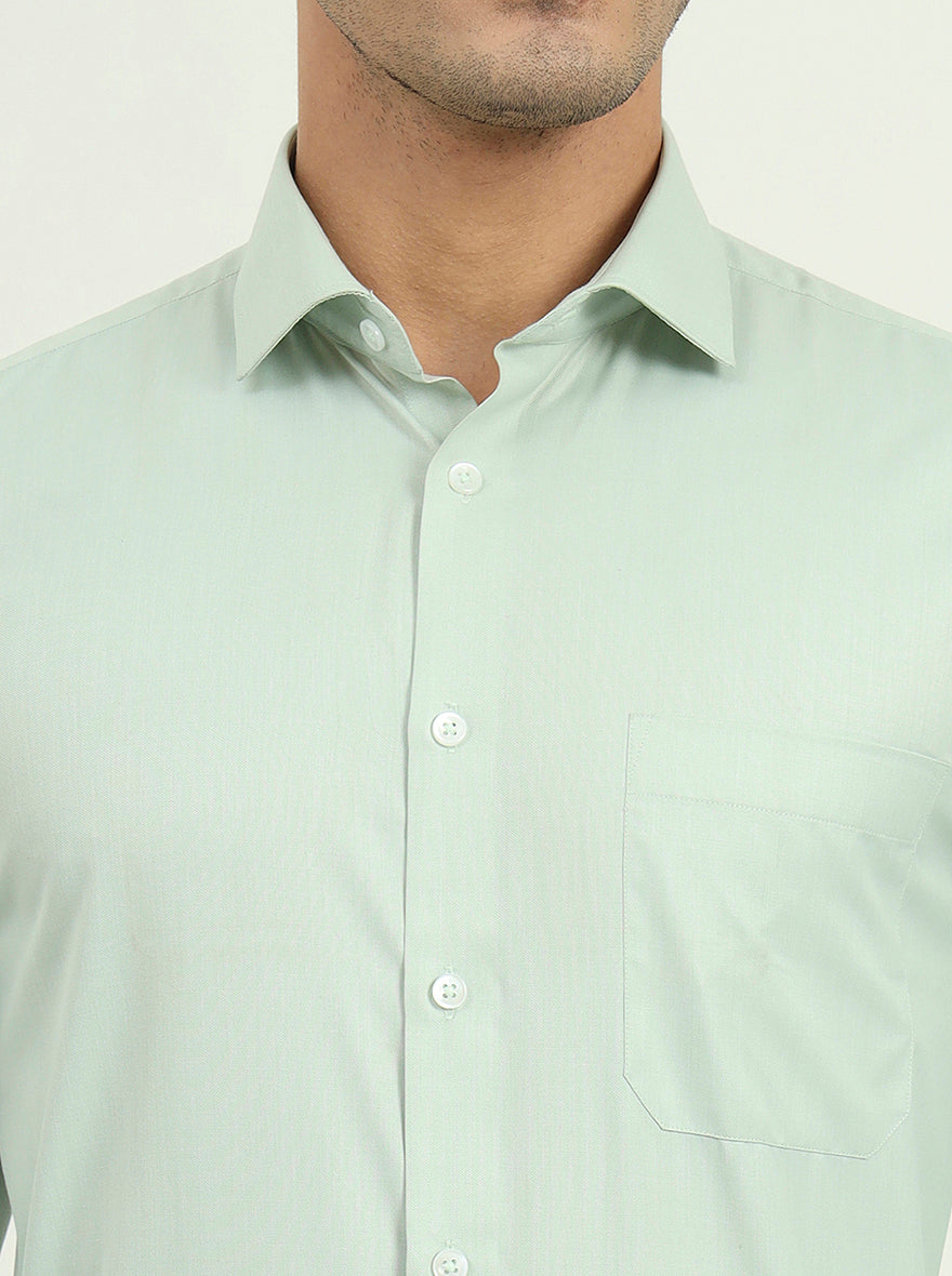 Pista Green Solid Regular Fit Formal Shirt | Greenfire