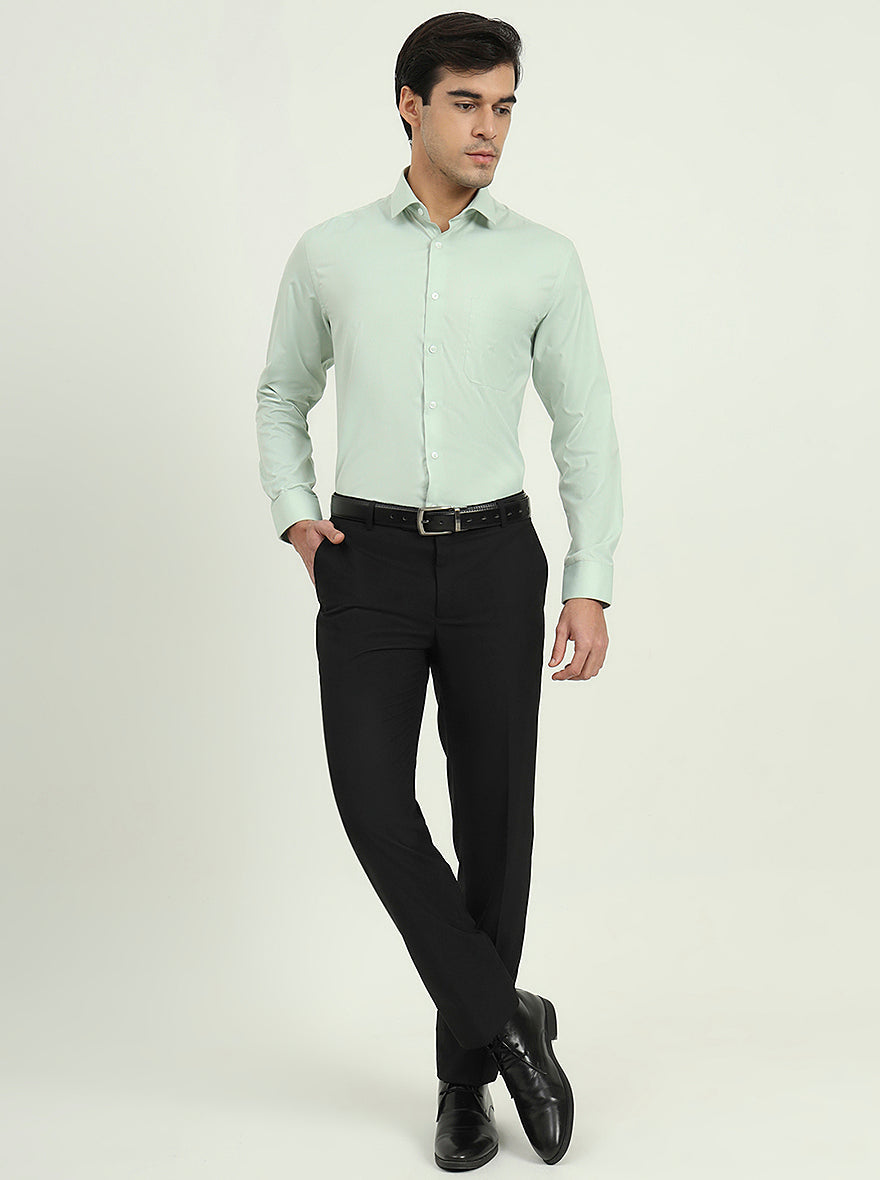 Pista Green Solid Regular Fit Formal Shirt | Greenfire