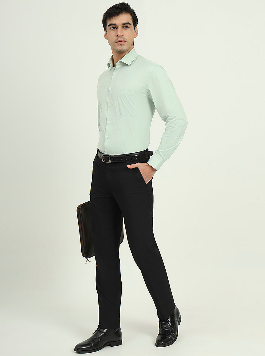 Pista Green Solid Regular Fit Formal Shirt | Greenfire