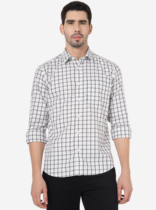 White Checked Smart Fit Semi Casual Shirt | Greenfibre