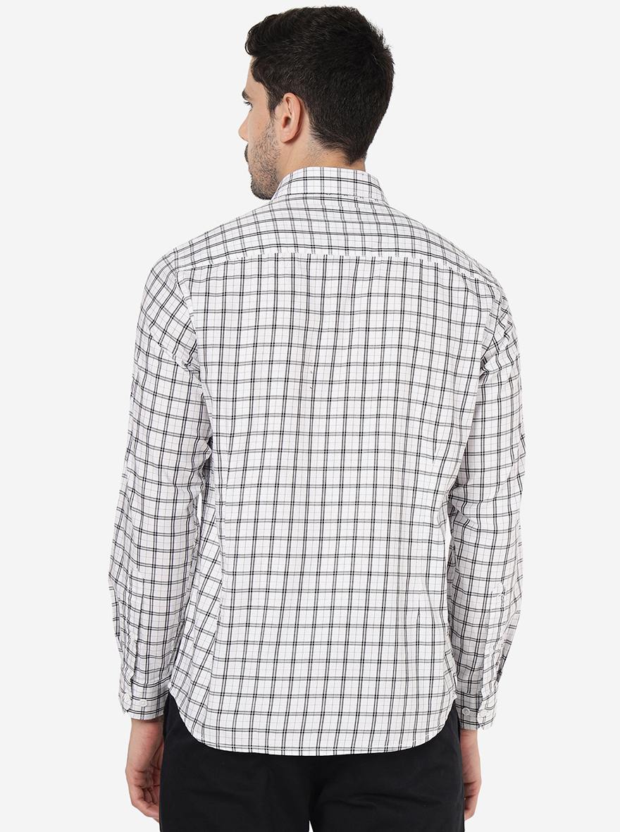 White Checked Smart Fit Semi Casual Shirt | Greenfibre