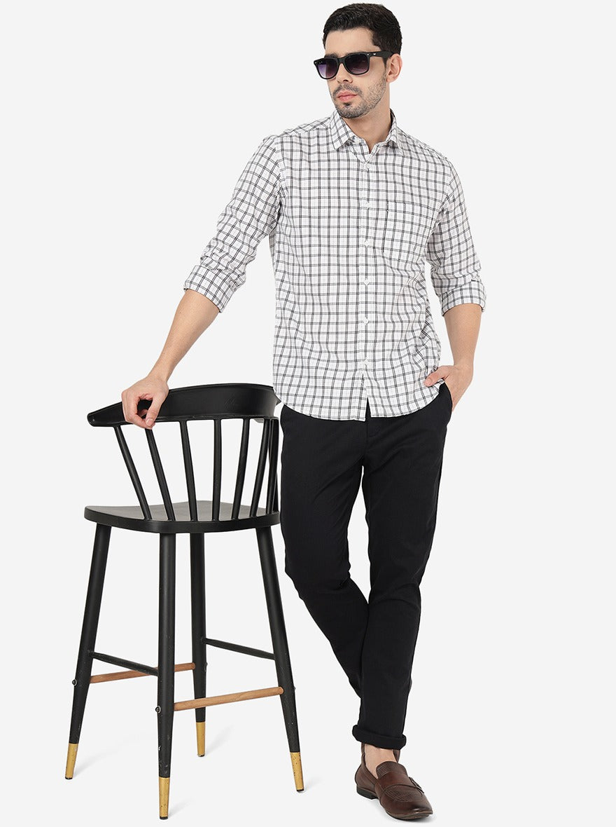 White Checked Smart Fit Semi Casual Shirt | Greenfibre