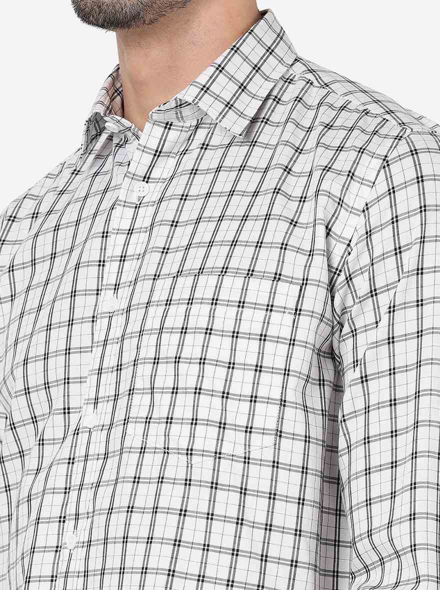 White Checked Smart Fit Semi Casual Shirt | Greenfibre