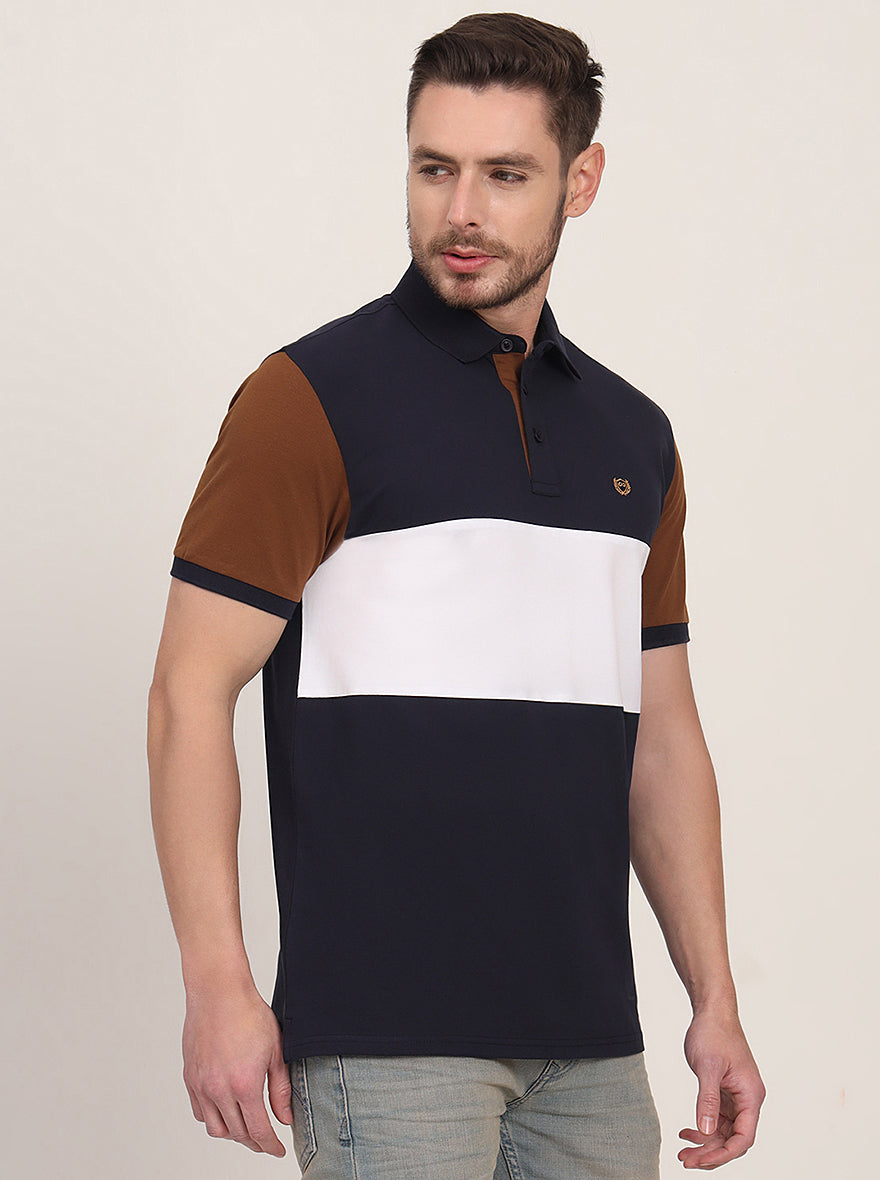 Multicolor Striped Slim Fit Polo T-Shirt | JadeBlue