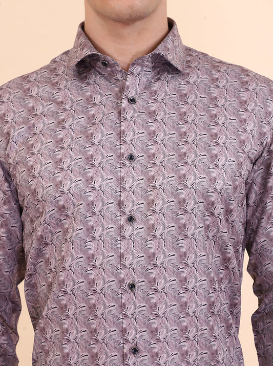 Brown Printed Slim Fit Party Wear Shirt | Greenfibre