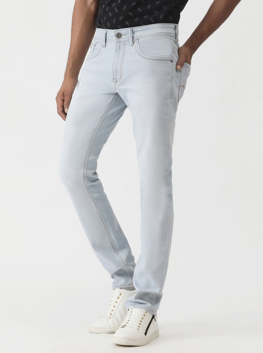 Ice Blue Washed Slim Fit Jeans | Greenfibre