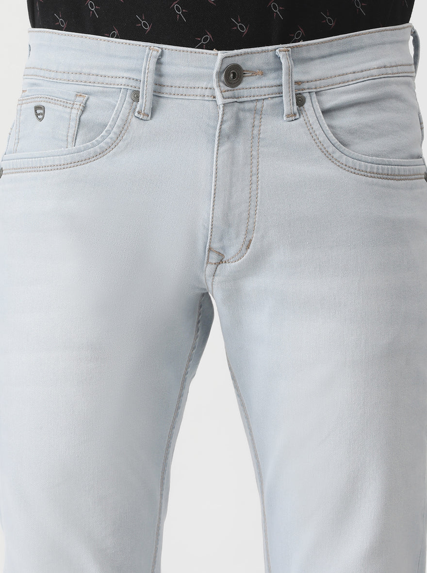 Ice Blue Washed Slim Fit Jeans | Greenfibre